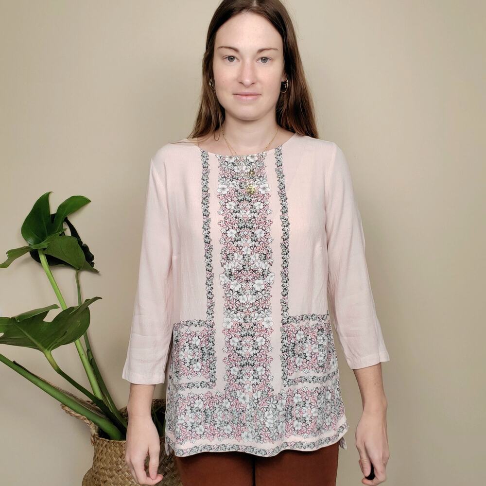 Lauren Conrad Floral Tunic Pink Medium